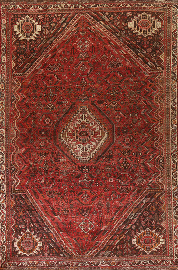 Antique Qashqai Persian Area Rug 6x10