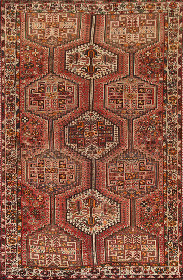 Vintage Wool Qashqai Persian Area Rug 5x8