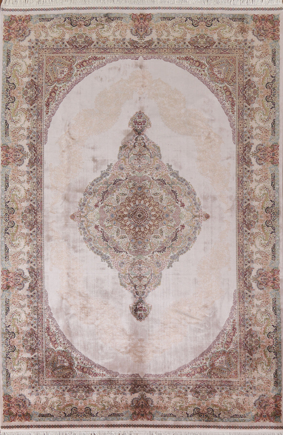 Turkish Silk Qum Traditional Area Rug 7x10