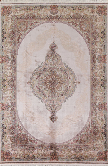 Turkish Silk Qum Traditional Area Rug 7x10