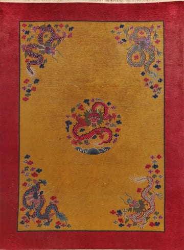Antique Vegetable Dye Art Deco Nichols Chinese Rug 9x11