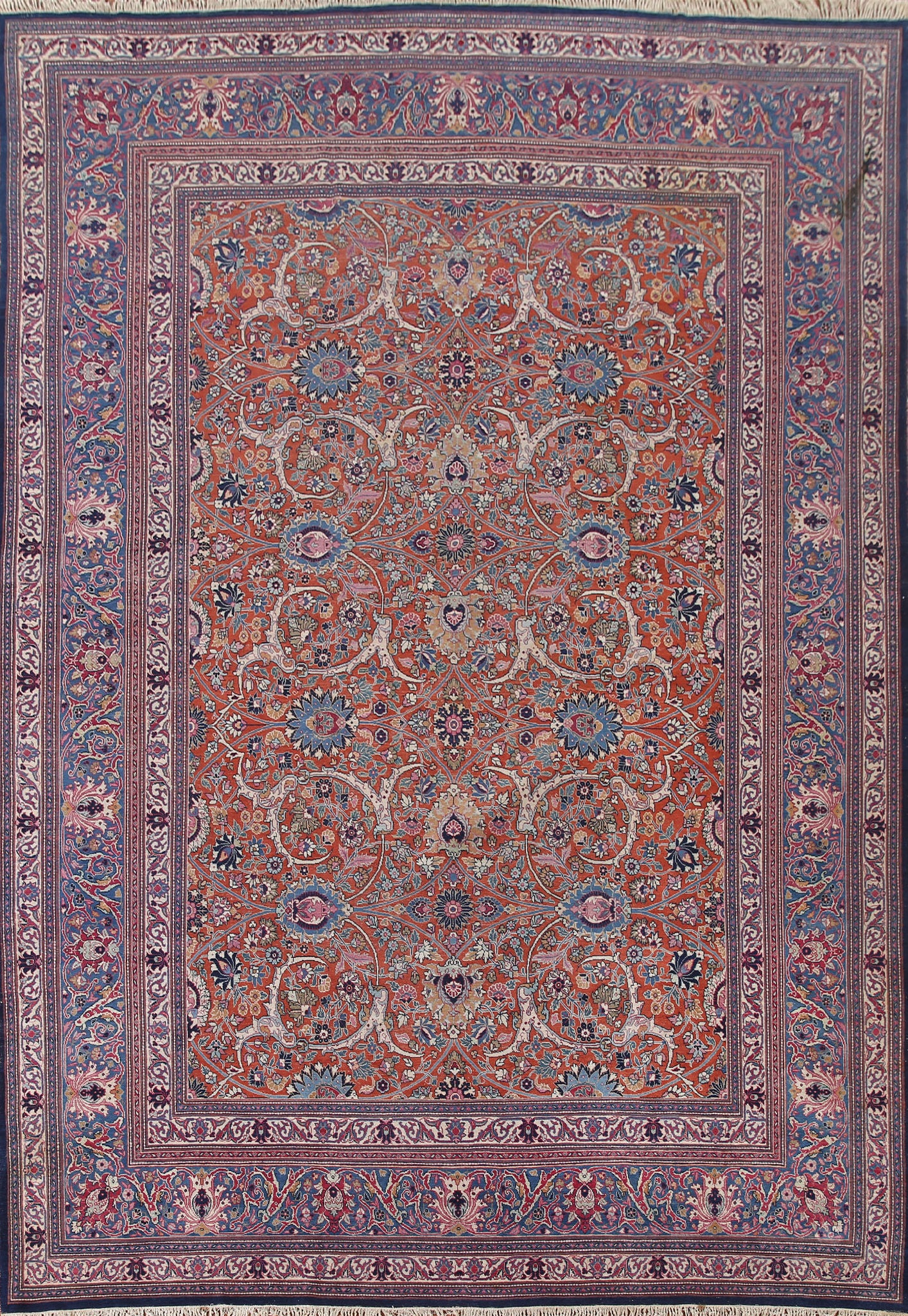 Pre-1900 Vegetable Dye Mashad Persian Area Rug 9x12