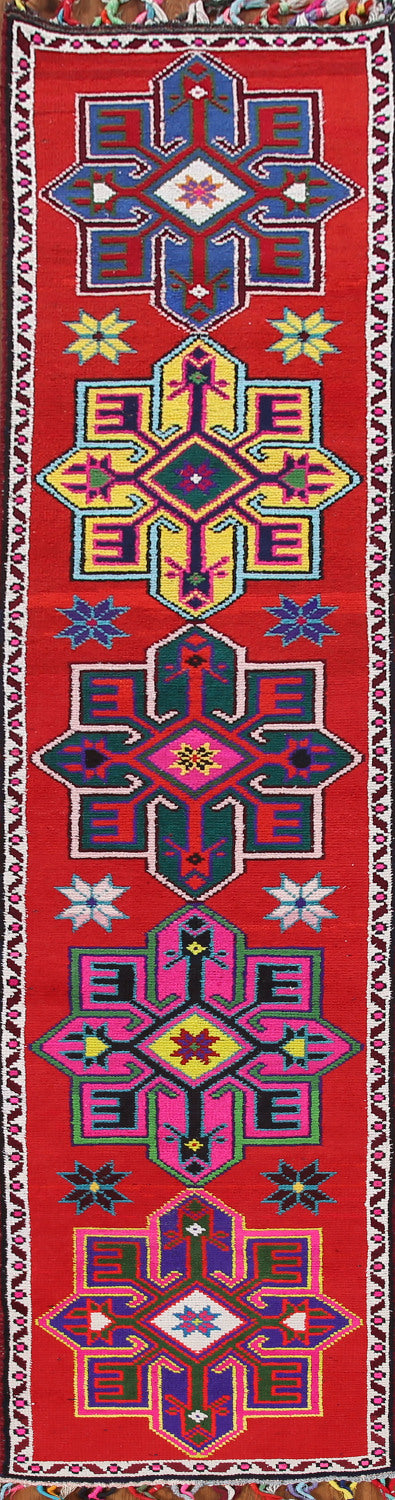 Geometric Silk Anatolian Turkish Runner Rug 3x14