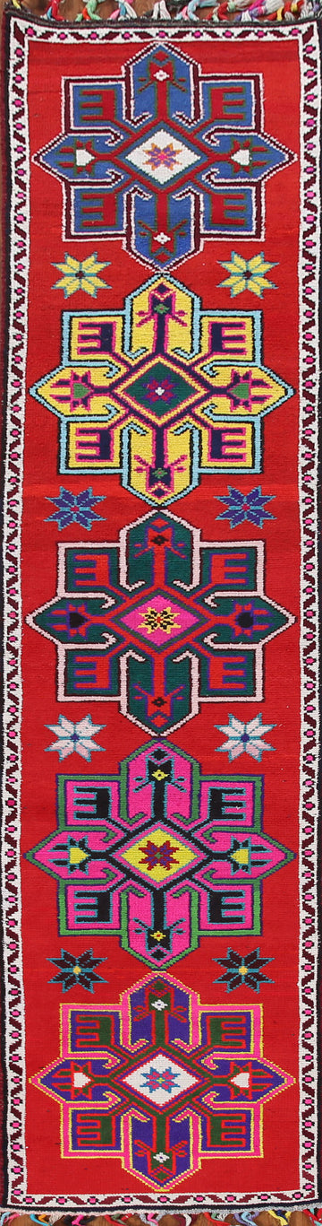 Geometric Silk Anatolian Turkish Runner Rug 3x14