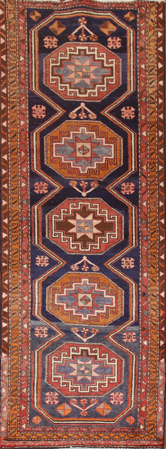 Navy Blue Ardebil Persian Runner Rug 3x10