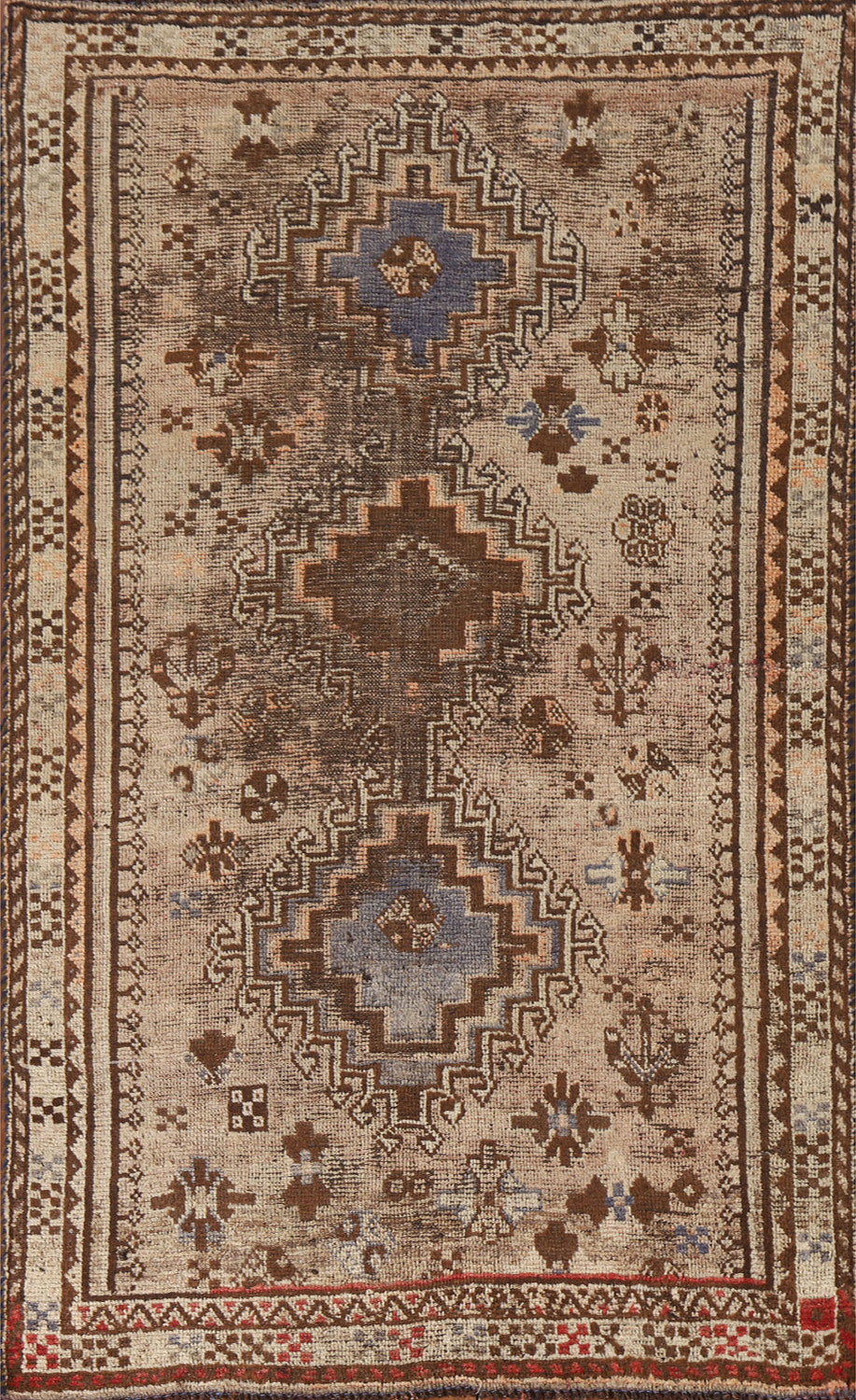 Pre-1900 Antique Qashqai Persian Rug 3x6