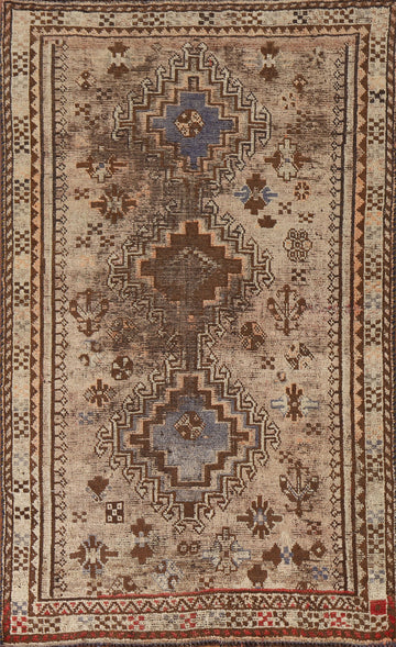 Pre-1900 Antique Qashqai Persian Rug 3x6