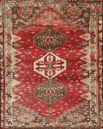 Vintage Geometric Qashqai Persian Rug 3x4