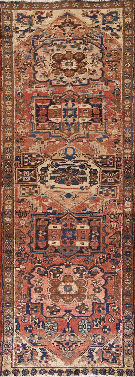 Handmade Heriz Persian Runner Rug 3x10