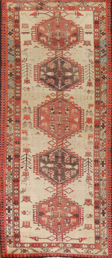 Vintage Wool Ardebil Persian Runner Rug 4x9