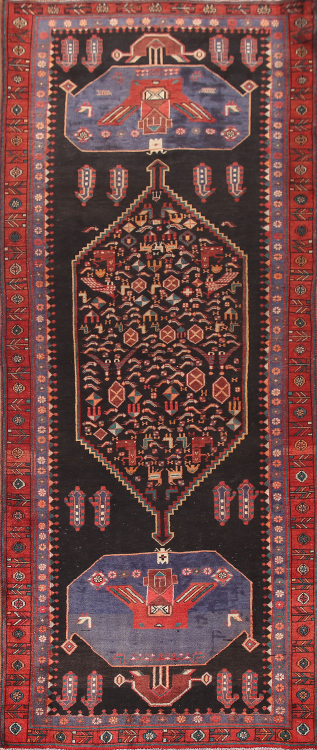 Black Tribal Wool Bidjar Persian Runner Rug 4x12