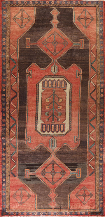 Vintage Wool Ardebil Persian Runner Rug 4x10
