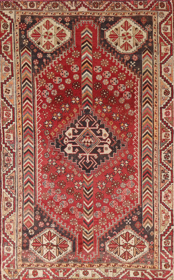Vintage Wool Shiraz Persian Accent Rug 4x6