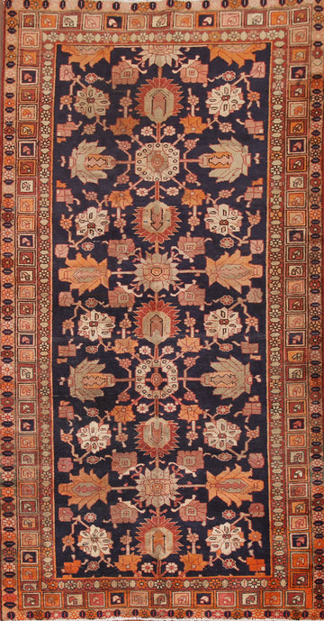 Navy Blue Ardebil Persian Living Room Rug 5x10