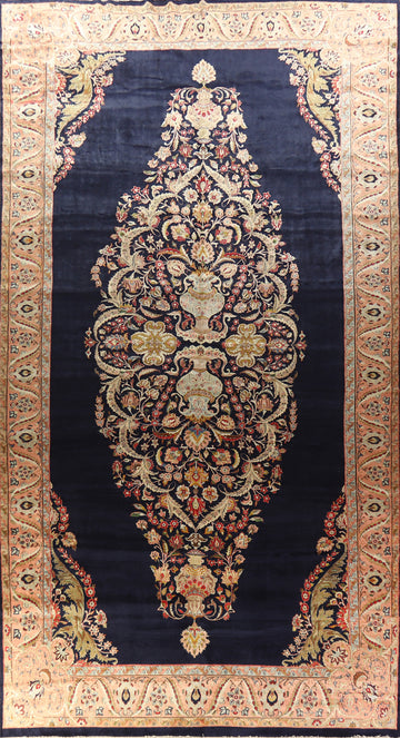 Vegetable Dye Floral Sarouk Large Persian Rug 12x25