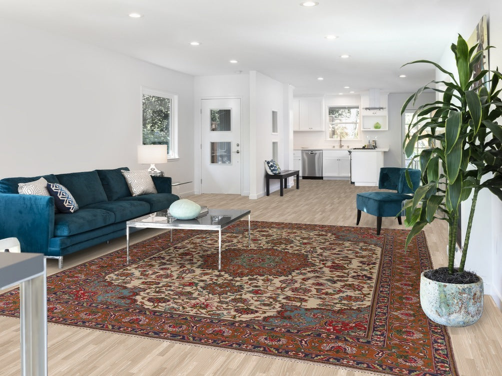 Vegetable Dye Tabriz Persian Living Room Rug 9x11