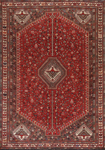 Red Geometric Shiraz Persian Area Rug 7x10