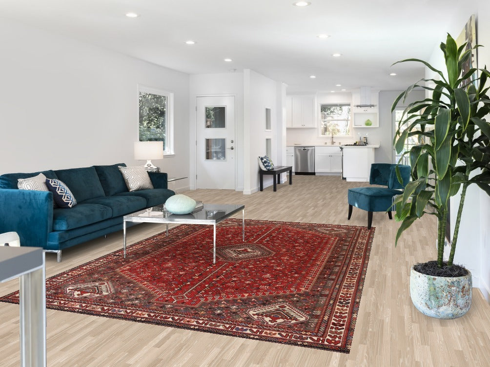Red Geometric Shiraz Persian Area Rug 7x10