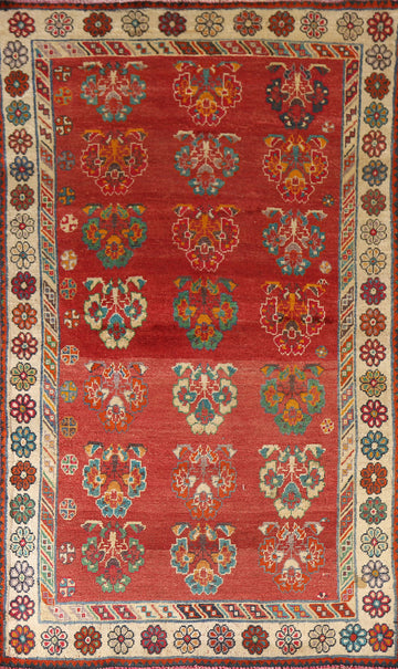 Vintage Red Gabbeh Persian Rug 4x8