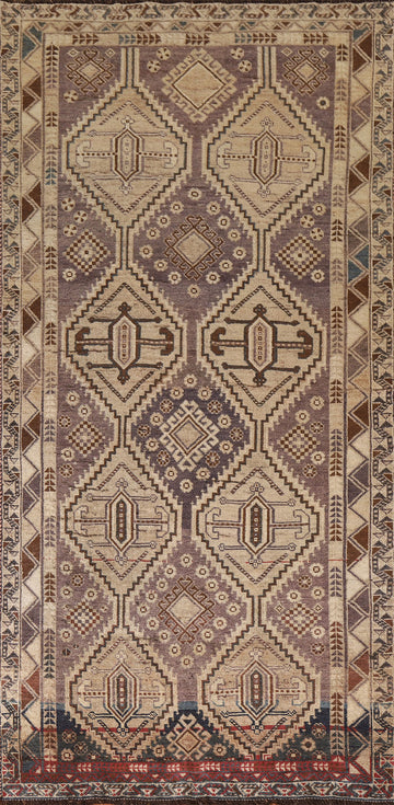 Antique Wool Qashqai Persian Runner Rug 4x10