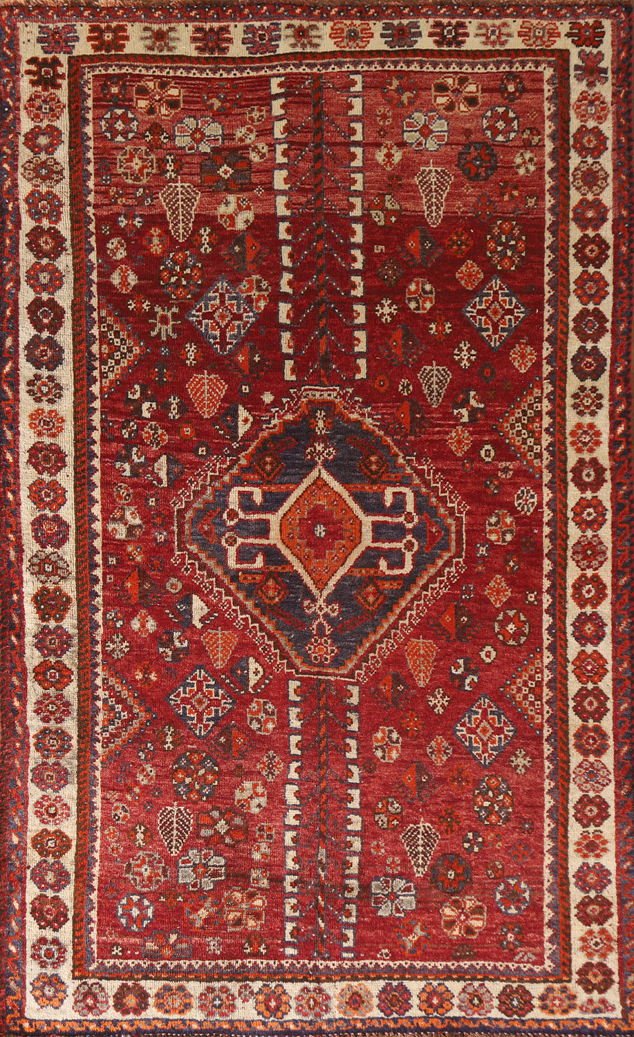 Geometric Red Shiraz Persian Rug 4x7