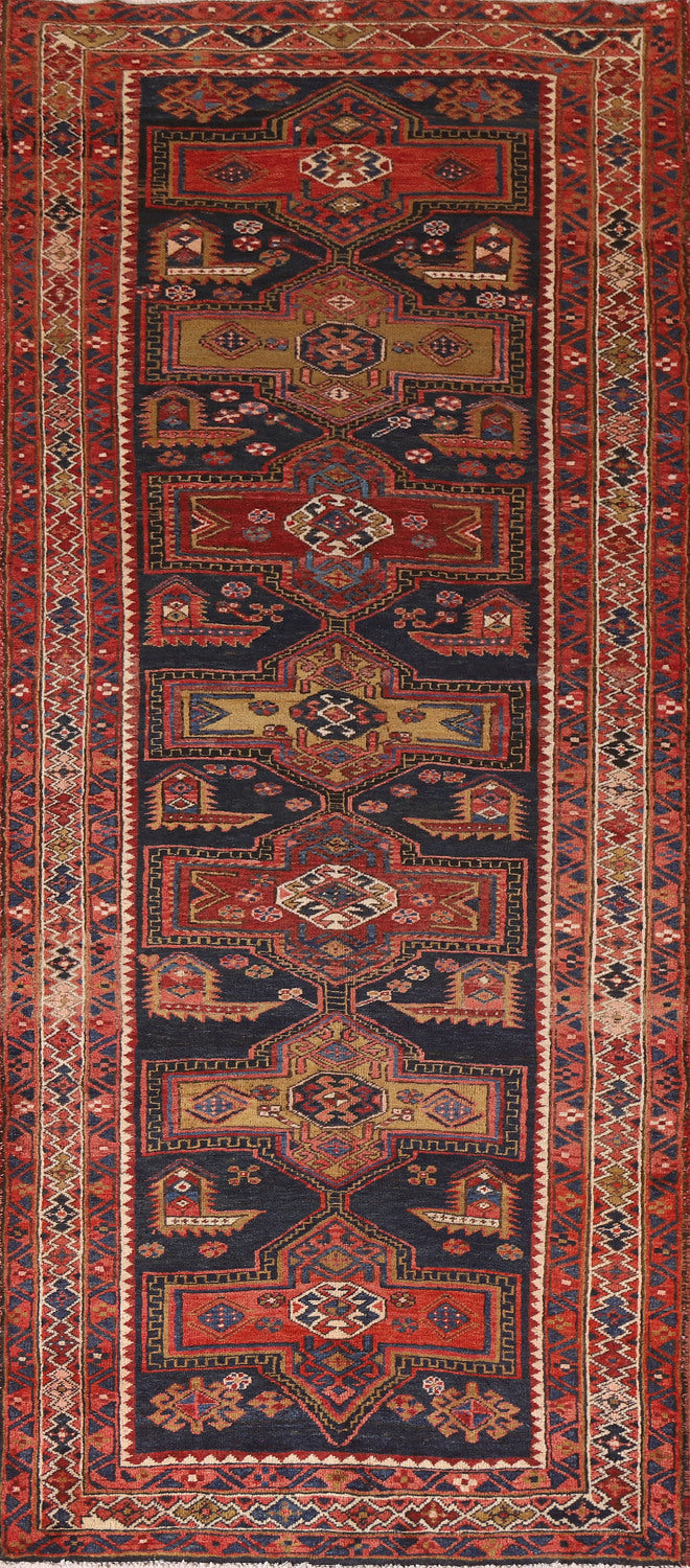 Navy Blue Ardebil Persian Runner Rug 4x10