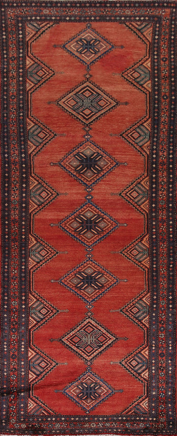 Vintage Wool Hamedan Persian Runner Rug 3x10