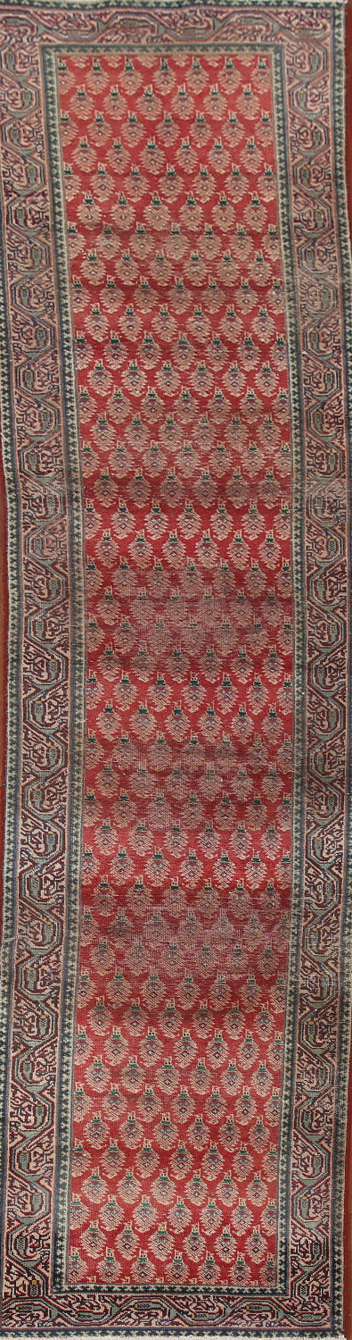 Red Geometric Tabriz Persian Runner Rug 2x13