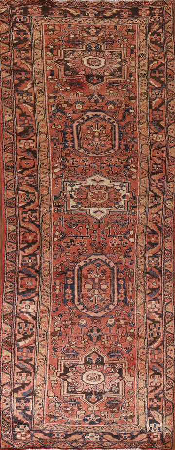 Geometric Heriz Persian Runner Rug 4x11