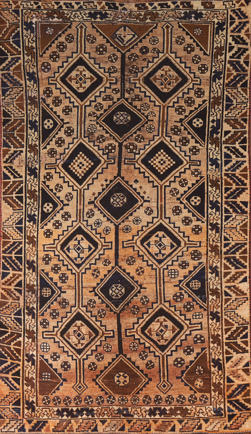 Geometric Wool Qashqai Persian Area Rug 5x9