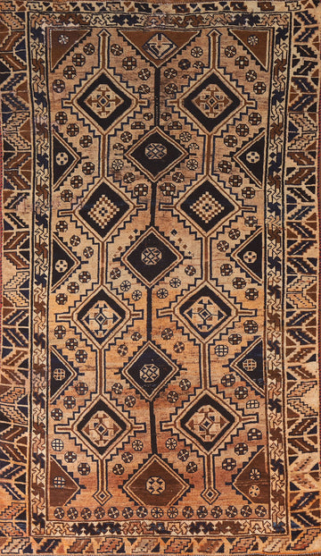 Geometric Wool Qashqai Persian Area Rug 5x9