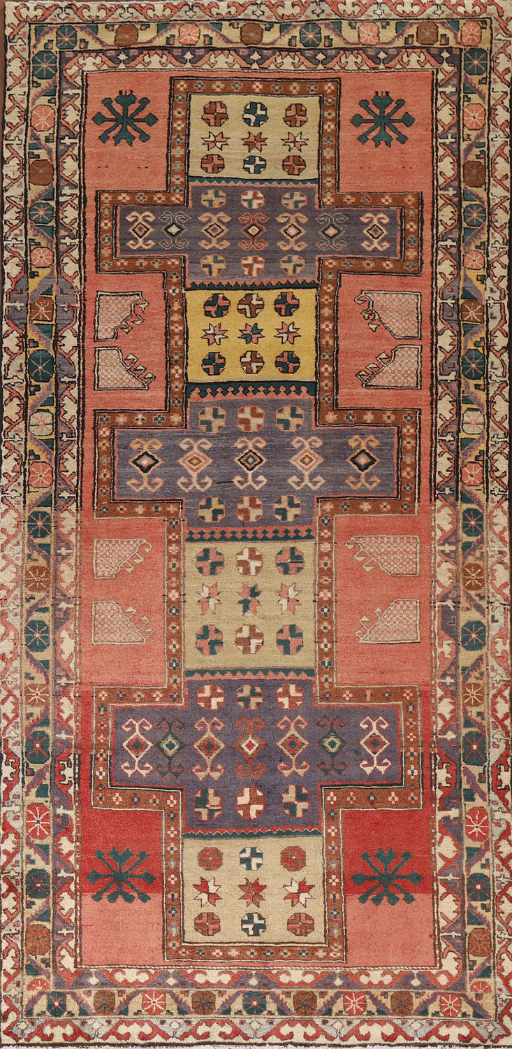 Pink Geometric Ardebil Persian Living Room Rug 5x10
