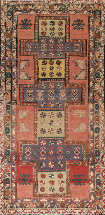 Pink Geometric Ardebil Persian Living Room Rug 5x10