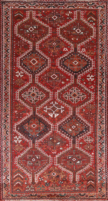 Vintage Geometric Qashqai Persian Area Rug 5x9