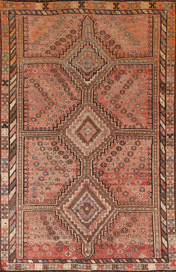 Pink Geometric Shiraz Persian Rug 4x6