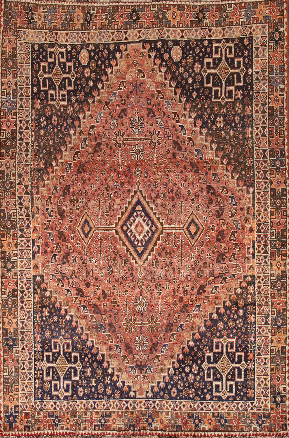 Vintage Wool Shiraz Persian Area Rug 5x8