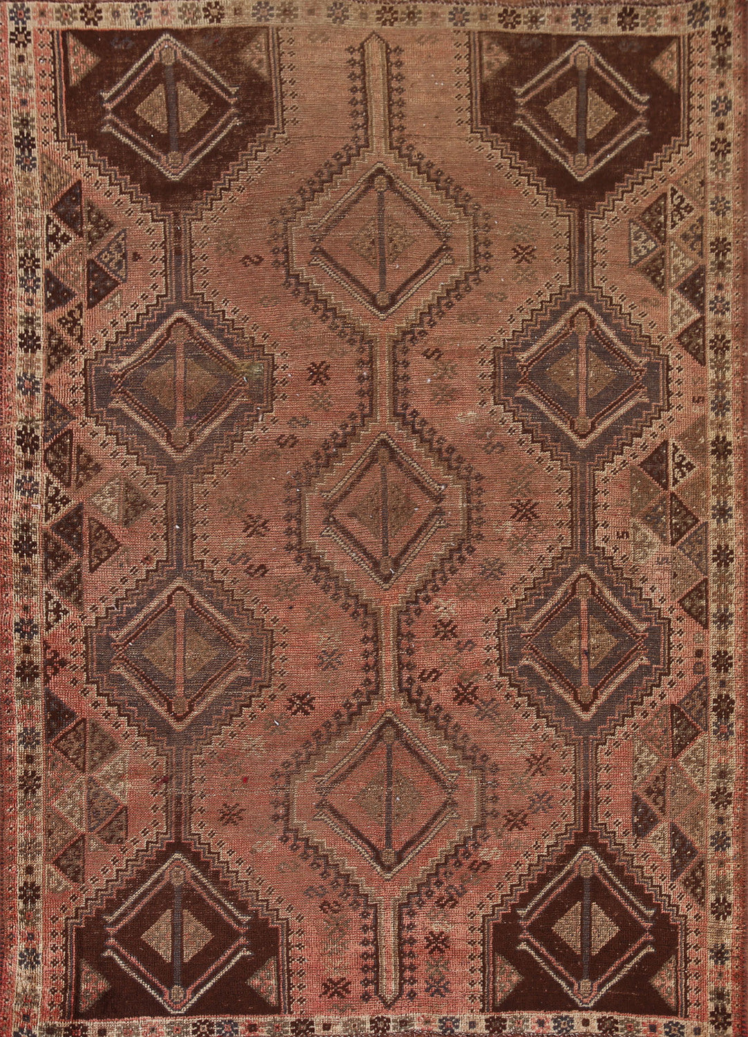 Pre-1900 Antique Qashqai Persian Rug 5x7