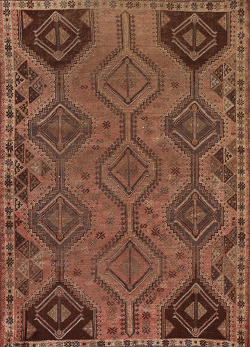Pre-1900 Antique Qashqai Persian Rug 5x7