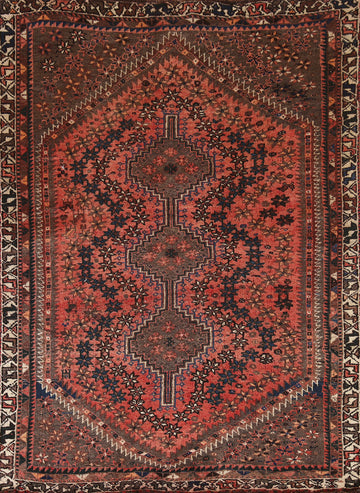 Vintage Wool Qashqai Persian Rug 5x6
