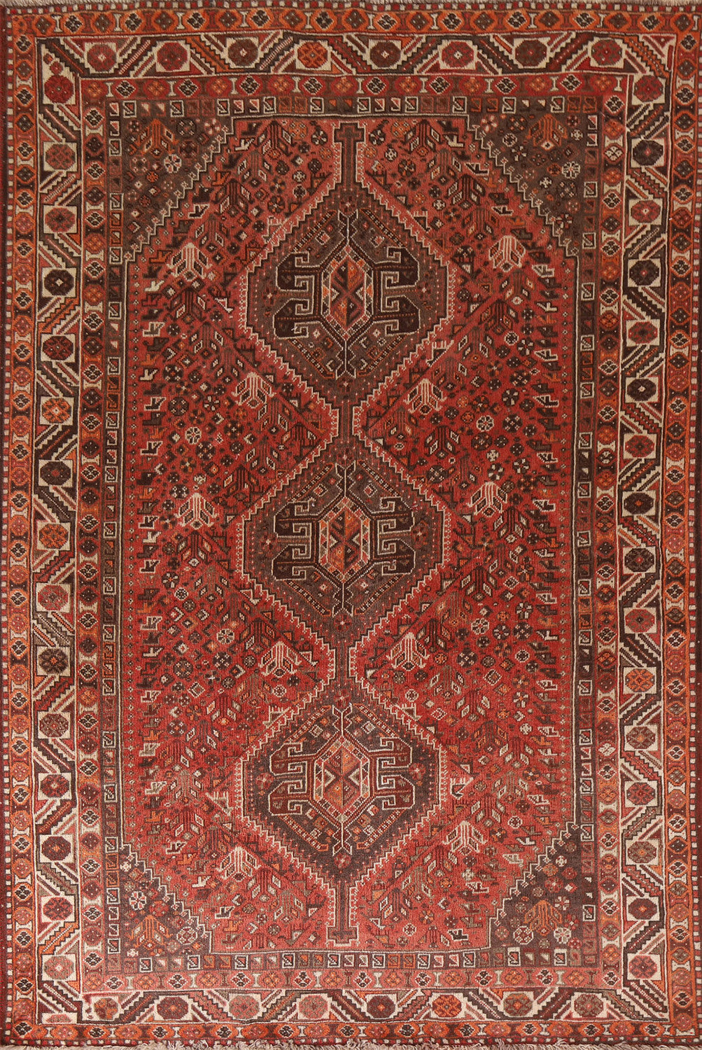 Vintage Wool Qashqai Persian Area Rug 5x9