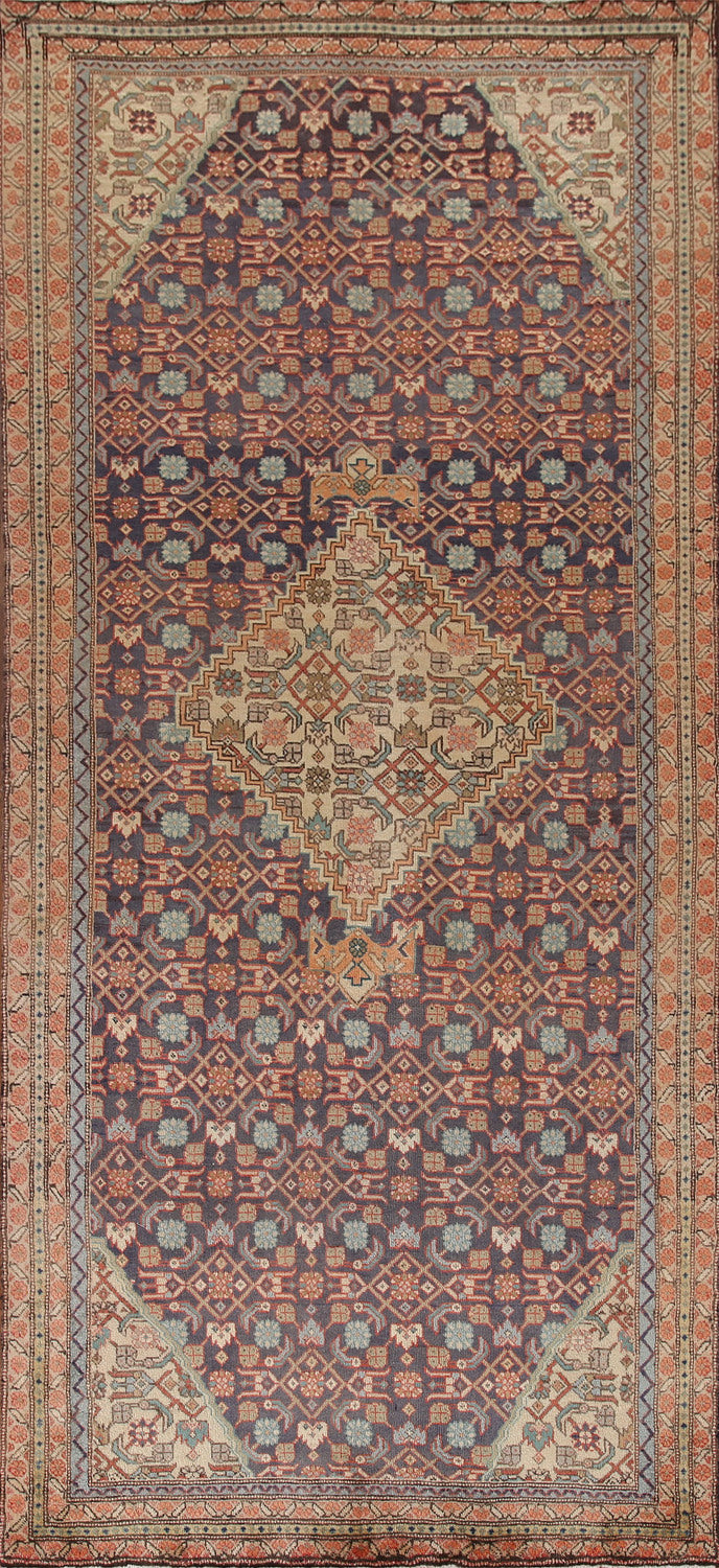 Vintage Blue Hamedan Persian Runner Rug 4x10