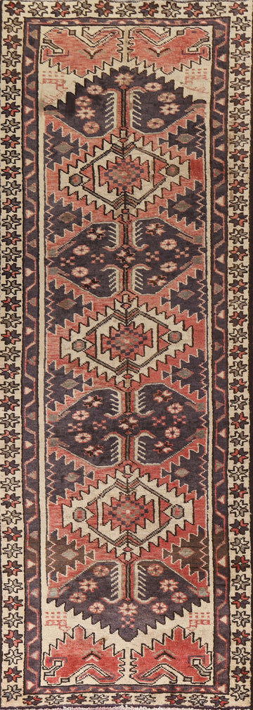 Vintage Wool Hamedan Persian Runner Rug 3x10