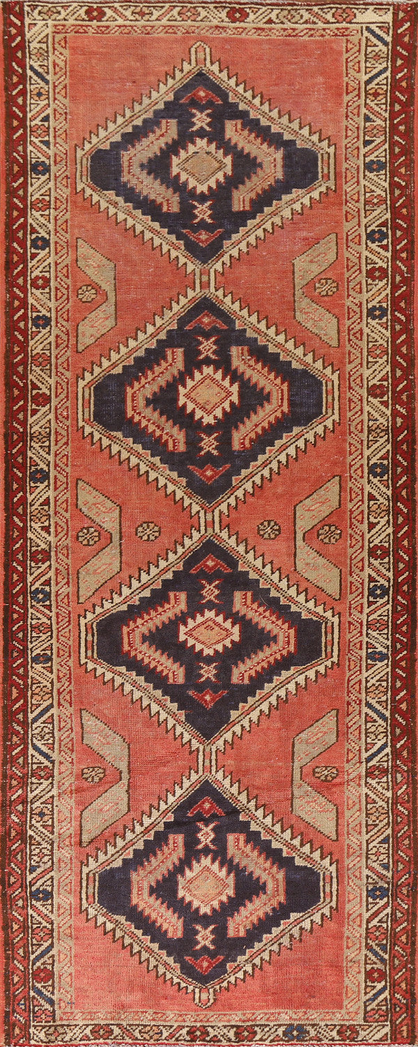 Vintage Wool Hamedan Persian Runner Rug 3x10