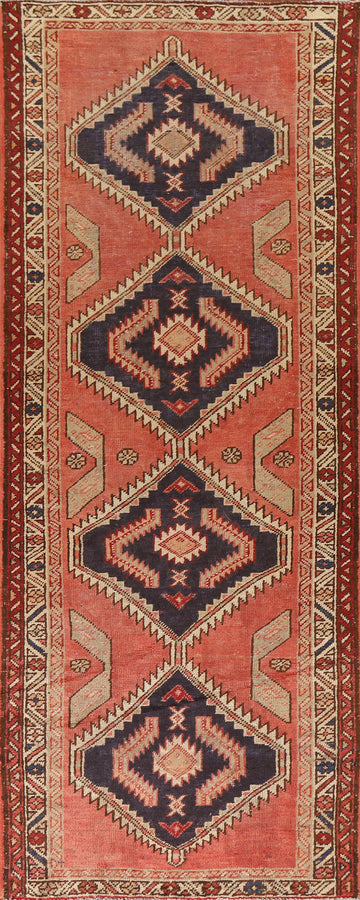 Vintage Wool Hamedan Persian Runner Rug 3x10