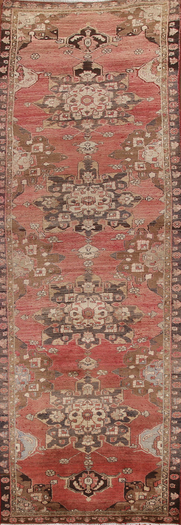 Pink Geometric Heriz Persian Runner Rug 3x13