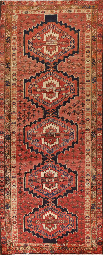 Geometric Heriz Persian Runner Rug 4x11
