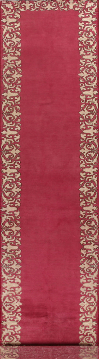 Bordered Fuchsia Tabriz Persian Runner Rug 3x16