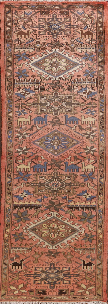 Tribal Geometric Gharajeh Persian Runner Rug 2x9