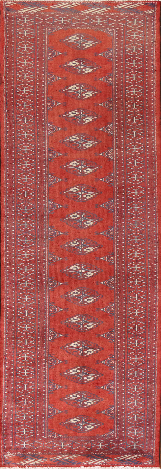 Geometric Red Bokhara Persian Rug 3x10