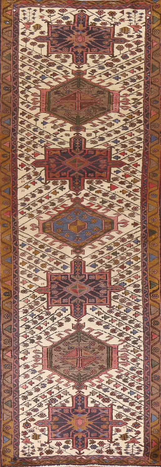 Geometric Wool Gharajeh Persian Runner Rug 3x10